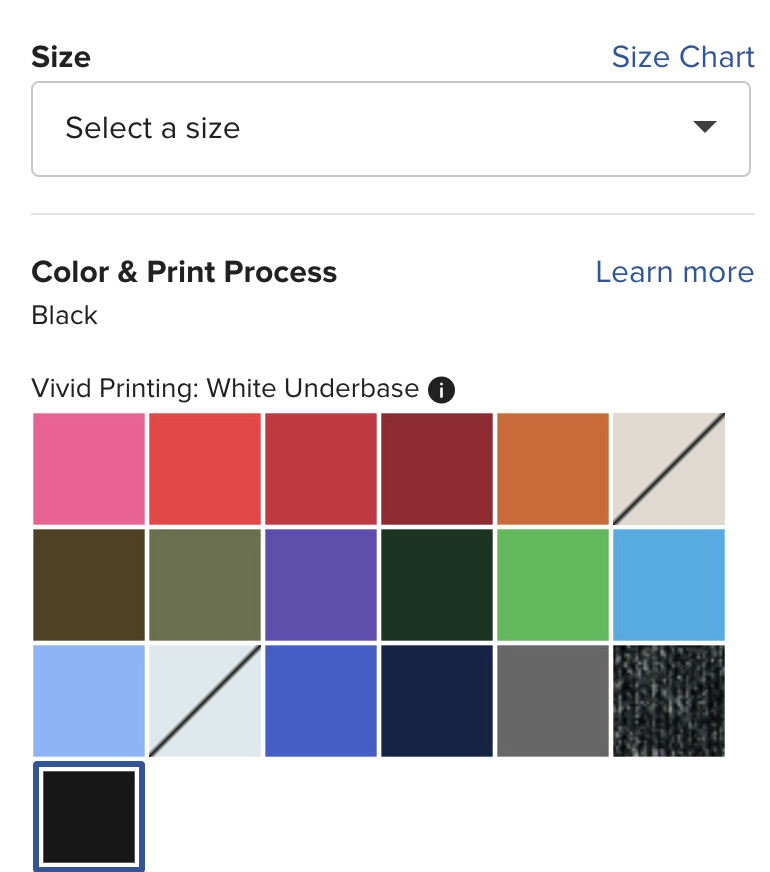Step 3: Choose Size and Color